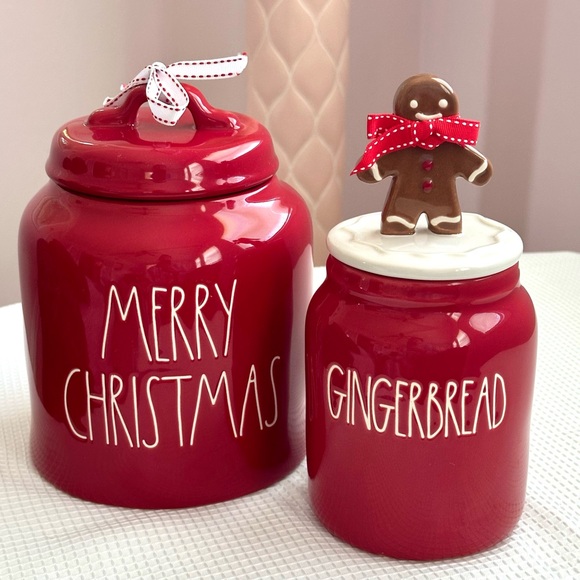 Rae Dunn Merry Christmas 181 Gingerbread Canister 213 jar set by Magenta - Picture 1 of 3